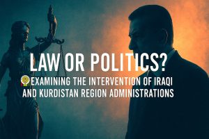 Symbolic image of Baghdad–Erbil relations, highlighting Iraq’s federalism disputes, Kurdish autonomy, and political power struggles.